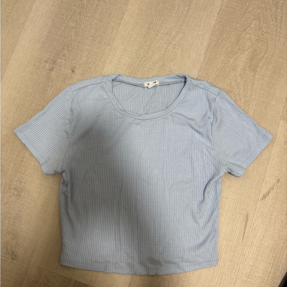 Light Blue Women's Ribbed Crop Top